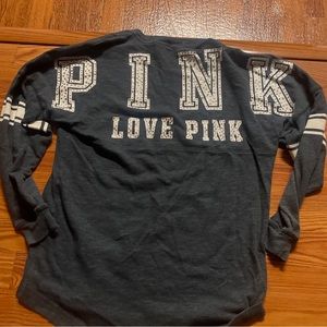 Victoria secret pink bling rhinestone crew sweatshirt varsity pullover rare